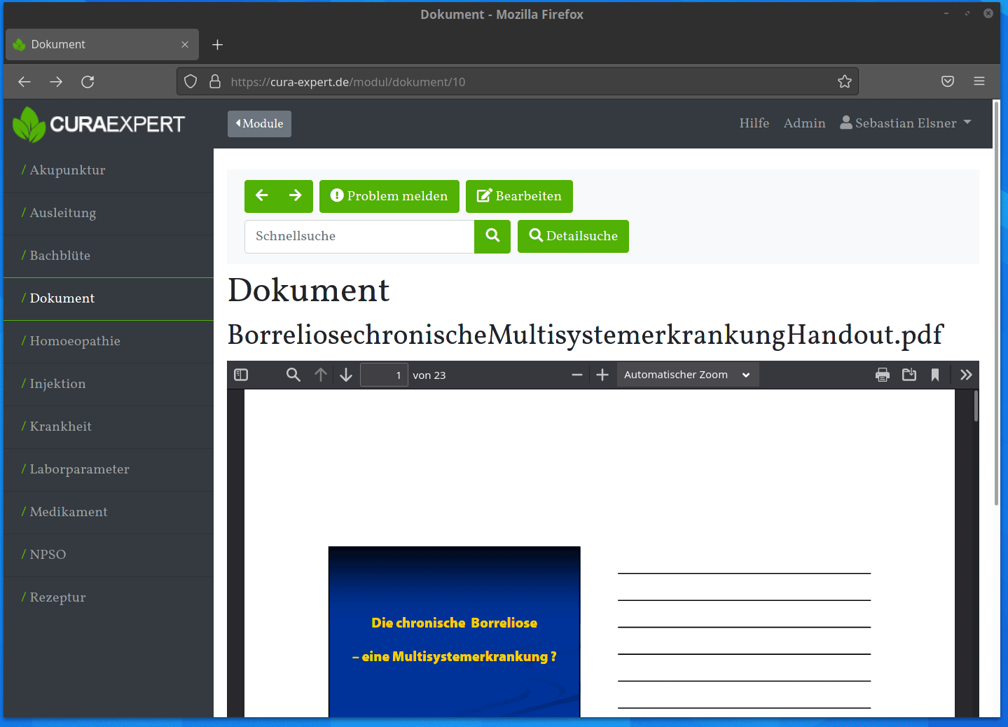 Einstellungen in Firefox zur Anzeige eines PDFs